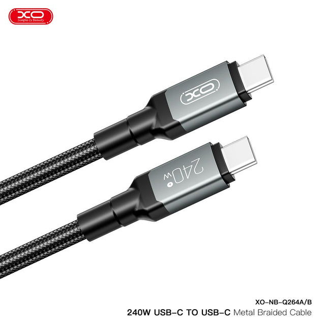 XO NB-Q264A Type-c to Type-c 240W High Power Data Cable 1m