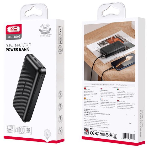 PB302 Light Display Power Bank 20000mAh Μαύρο