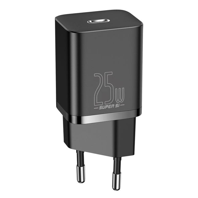 Baseus - Wall Charger Super - Type-C Cable Included, USB-C, PD25W, 3A, 1m - Black