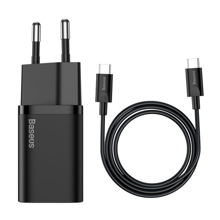 Baseus - Wall Charger Super - Type-C Cable Included, USB-C, PD25W, 3A, 1m - Black