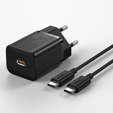 Baseus - Wall Charger Super - Type-C Cable Included, USB-C, PD25W, 3A, 1m - Black