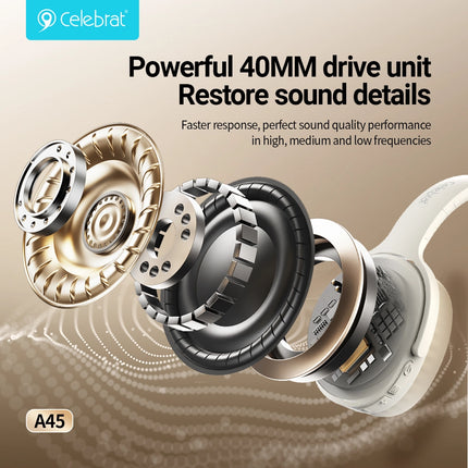CELEBRAT headphones A45, ασύρματα & ενσύρματα, micro SD