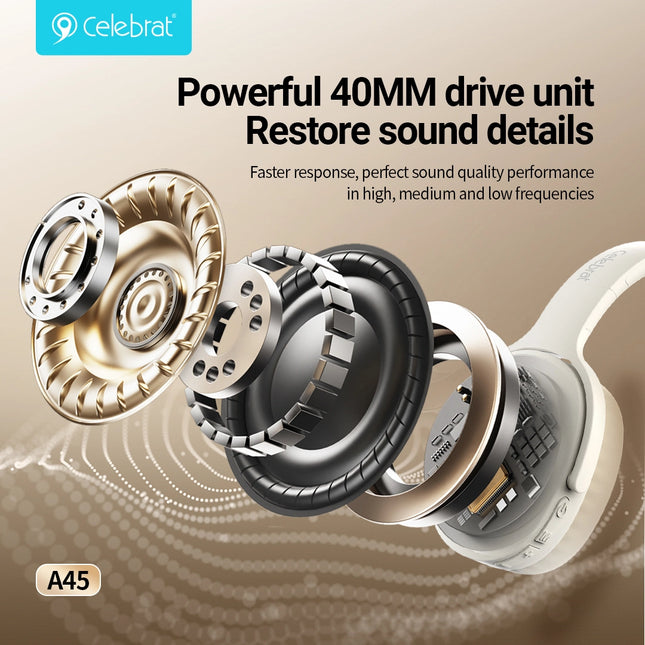 CELEBRAT headphones A45, ασύρματα & ενσύρματα, micro SD