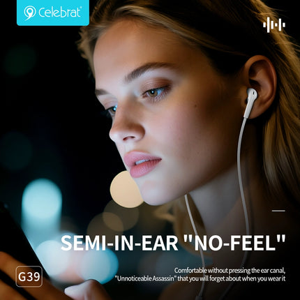 CELEBRAT earphones με μικρόφωνο G39, USB-C σύνδεση