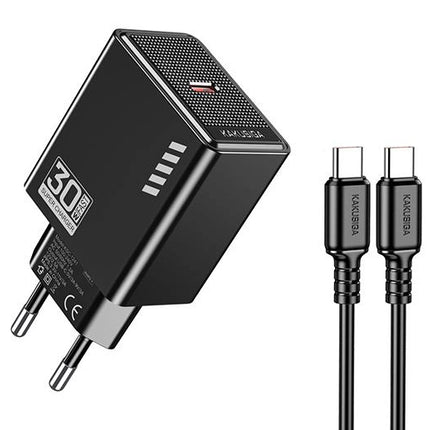 KAKUSIGA φορτιστής τοίχου KSC-1242 με καλώδιο USB-C, USB-C, 30W, μαύρος