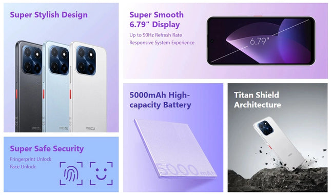 MEIZU smartphone Mblu 22, 6.79", 3/64GB, 5000mAh, λευκό