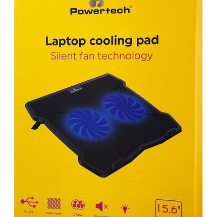 Βάση & ψύξη laptop PT-930, έως 15.6", 2x 125mm fan, LED, μαύρο