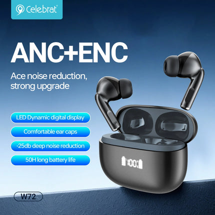 CELEBRAT earphones με θήκη φόρτισης W72, True Wireless