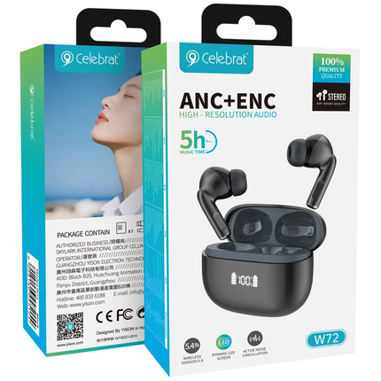 CELEBRAT earphones με θήκη φόρτισης W72, True Wireless