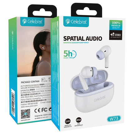CELEBRAT earphones με θήκη φόρτισης W73, True Wireless