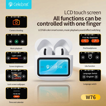 CELEBRAT earphones με θήκη φόρτισης W76, True Wireless