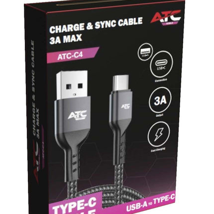 ATC-C4 Καλώδιο Φόρτισης & Sync USB A/C 3A max 1m
