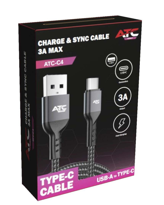 ATC-C4 Καλώδιο Φόρτισης & Sync USB A/C 3A max 1m