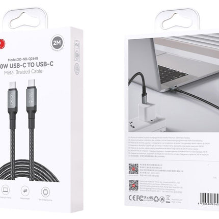 XO NB-Q264B Type-c to Type-c 240W High Power Data Cable 2m